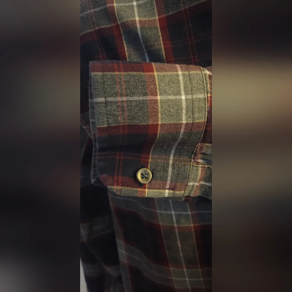 UNTUCKit Alentejo Button Down Shirt Men’s Large Slim Fit Maroon and Navy Plaid - Picture 4 of 12